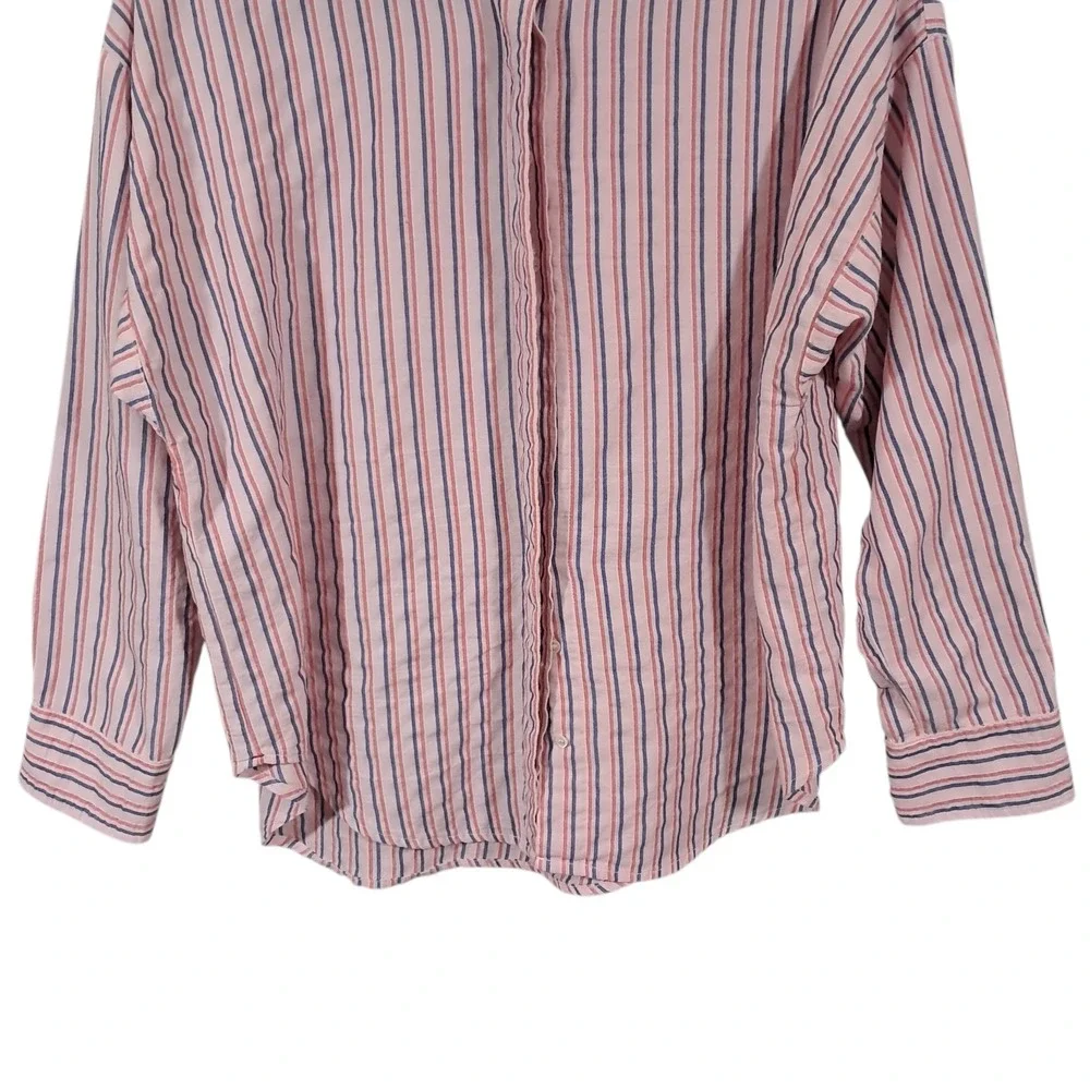 Xirena Shirt Womens‎ XS Pink Striped Long Sleeve Button Up Lightweight Oversized